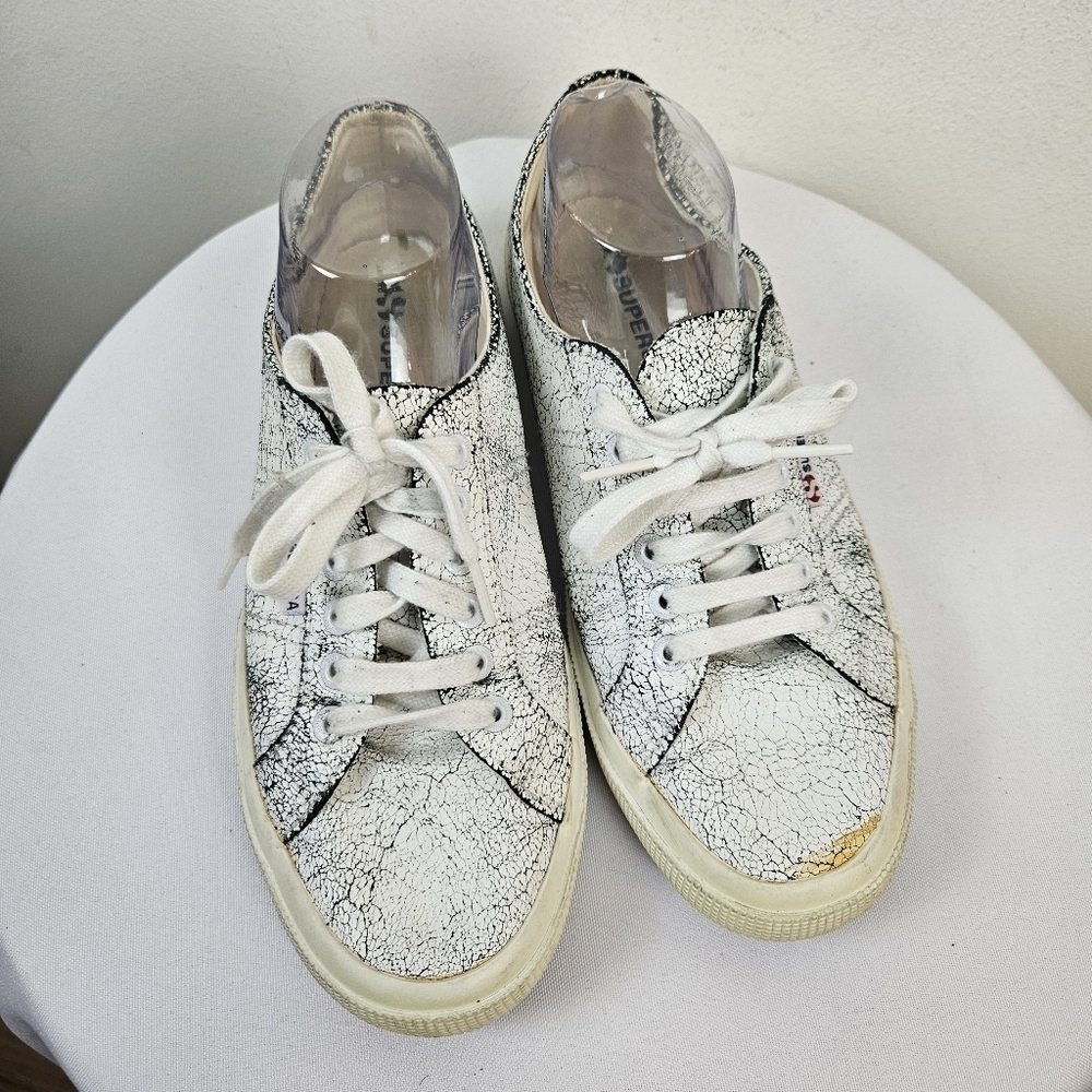 Superga Leather Upper Lace Up Sneakers Size 8M A150